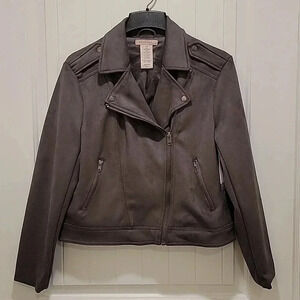 Philosophy Grey Faux Leather Suede Jacket Size Large